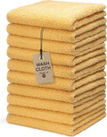 Textila Terry Wash Cloths – Pack of 10, Warm Yellow, 12x12 Inches – Soft, Absorbent & Multipurpose Cotton Washcloths for Face, Hand, Bath, Kitchen, Spa, Gym & Hotel Use