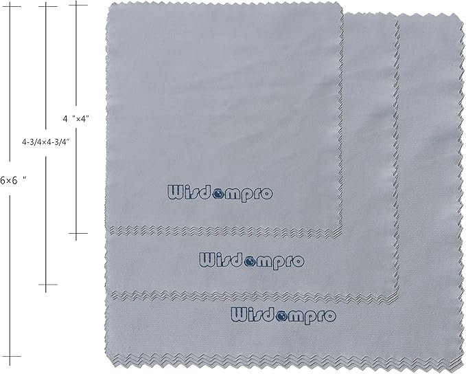 Wisdompro 12-Pack 4/4.75/6 inch Microfiber Cleaning Cloth for Camera Optical Lens, Glass, Cell Phone, iPad, Tablet, Laptop, LCD TV, Computer Screen, Monitor and Other Device Surface (Assorted Size)