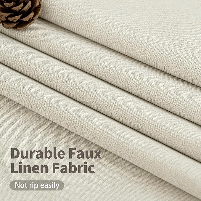 YoungsTex Stone Linen Blackout Curtains 40 Inch Length, Short Thermal Insulated Drapes with Grommet Full Room Darkening Privacy for Bedroom Windows, 2 Panels, 42 X 40 Inch