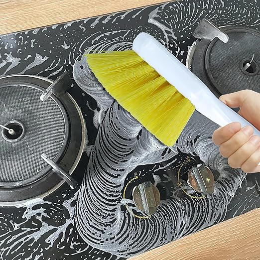 Cleaning Brush,Scrub Brush,Pot Brush,Utility Brush with Polypropylene Handle for Cleaning of Kitchen, Food Factory, Beverage Factory, Slaughterhouse,2PCS,Yellow