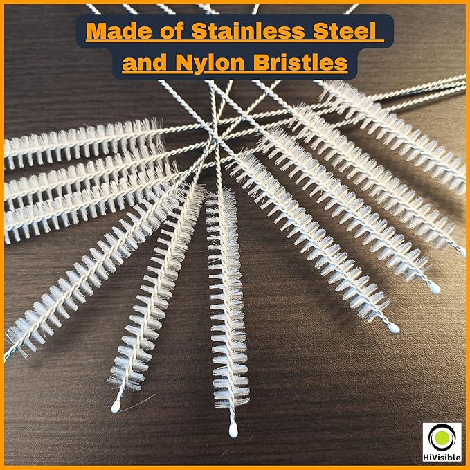 10 Straw Cleaner Brush Extra Long - Set of 10 Metal Straw Cleaner - Straw Cleaning Brush for Reusable Straws