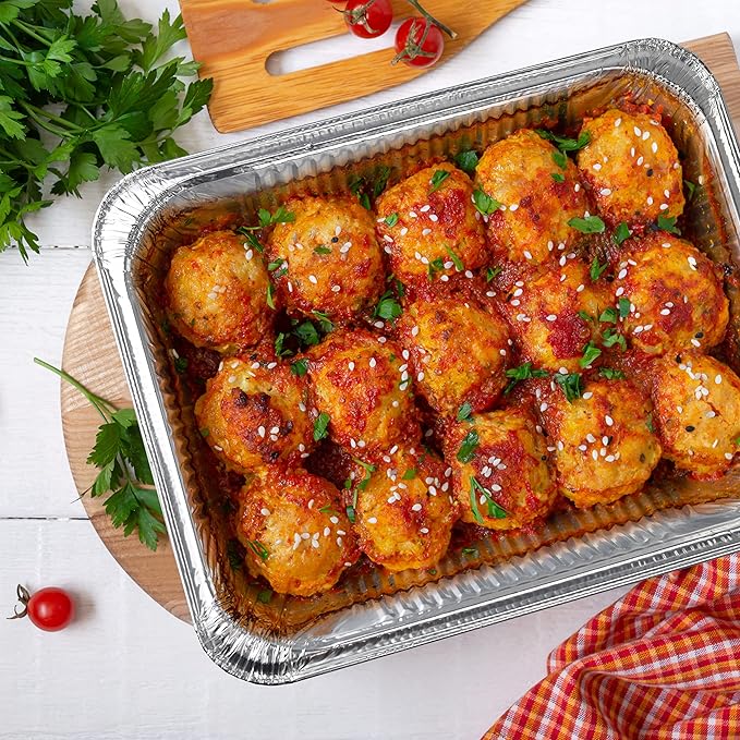 NYHI 30 Pcs Aluminum Pans 9x13 Disposable Baking Tin Foil Pan with Lids for Cooking Baking Takeout Containers for Leftovers Heavy Duty Foil Pans Freezer Container Catering Supplies