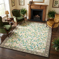 GarveeHome Boho Leaf Rugs for Bedroom, 5x7 Area Rugs for Living Room with Soft Low Pile, Non Slip Botanical Bird 5x7 Washable Rug for Dining Stain Resistant Indoor Beige Carpet for Playroom Dorm