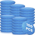 Tanlade 100 Pcs Car Detailing Microfiber Applicator Pad Wax Applicator Wash Microfiber Pads, 5 Inch Diameter (Blue)
