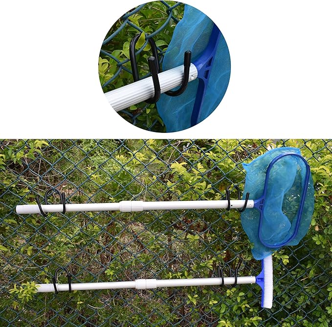 YYST Pool Tool Organizer Holder Pool Cleaning Accessory Organizer Holder Rack - Store Poles, Brushes, Nets, Vacuum Heads,Leaf Rakes, Skimmers, etc (4)