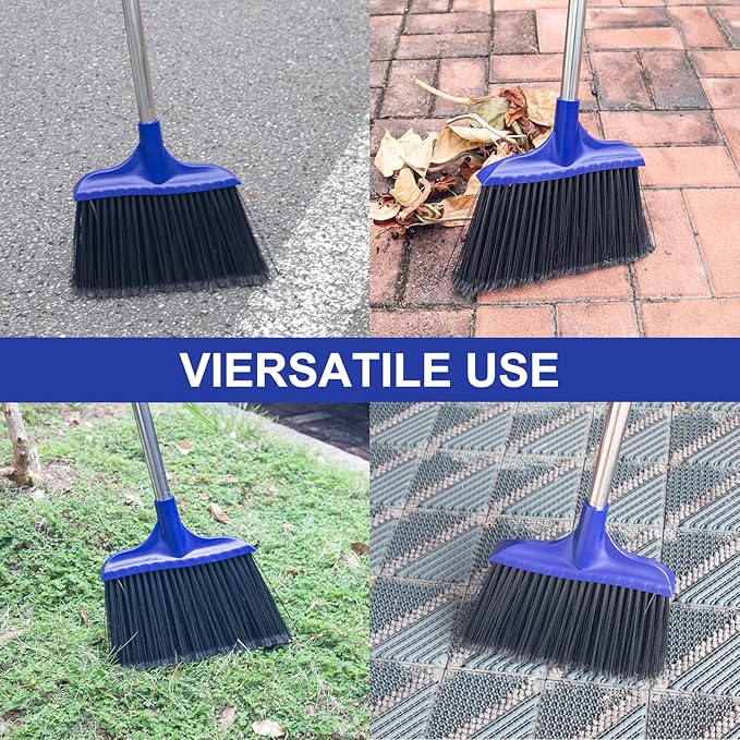 KeFanta 6 Pack Heavy Duty Broom Indoor/Outdoor Commercial Brooms Angle Broom 53 inches for Courtyard Garage Restaurant Lobby Patio Shop Home Kitchen Office Floor