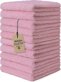 Textila Terry Wash Cloths – Pack of 10, Baby Pink, 12x12 Inches – Soft, Absorbent & Multipurpose Cotton Washcloths for Face, Hand, Bath, Kitchen, Spa, Gym & Hotel Use