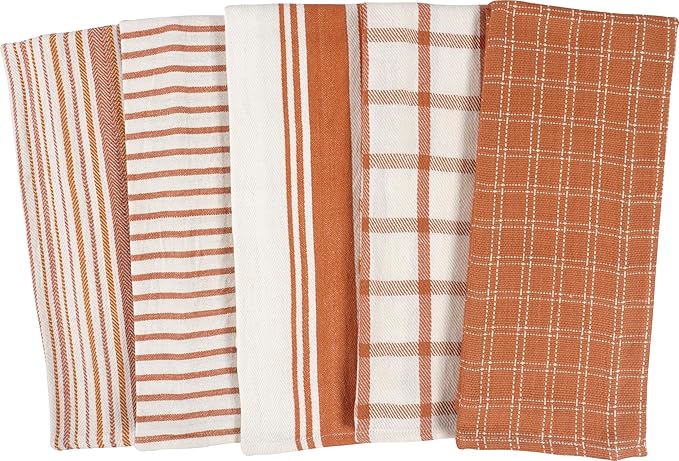 KAF Home Assorted Flat Kitchen Towels | 100% Cotton - 18 x 28 inches | Ultra Absorbent Soft Kitchen Tea Towels | Perfect for Cooking, Cleaning, and Drying Hands (Orange, 18 x 28-10 Pack)