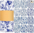 Tinlade 36 Pack Blue and White Floral Reusable Cleaning Cloths Washable Kitchen Towels Bulk Absorbent Cotton Dish Towels for Home Kitchen Cleaning Supplies