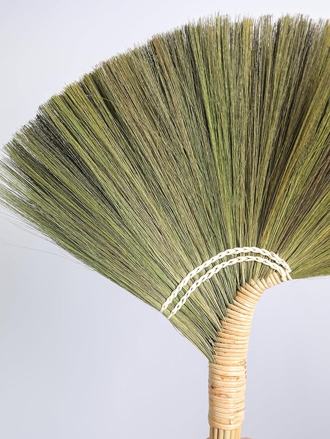 Deluxe Vietnamese Natural Straw Broom /45" Handmade Soft Grass Sweeping Broom for Indoor & Outdoor/Beauty of Nature Collection