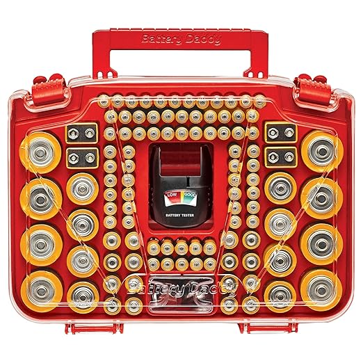 Ontel Battery Daddy Smart - Battery Organizer Storage Case with Tester,Stores & Protects Up to 150 Batteries,Clear Locking Lid,As Seen On TV,Smart - 150 Batteries (BADAS-MC4),(Pack of 4)