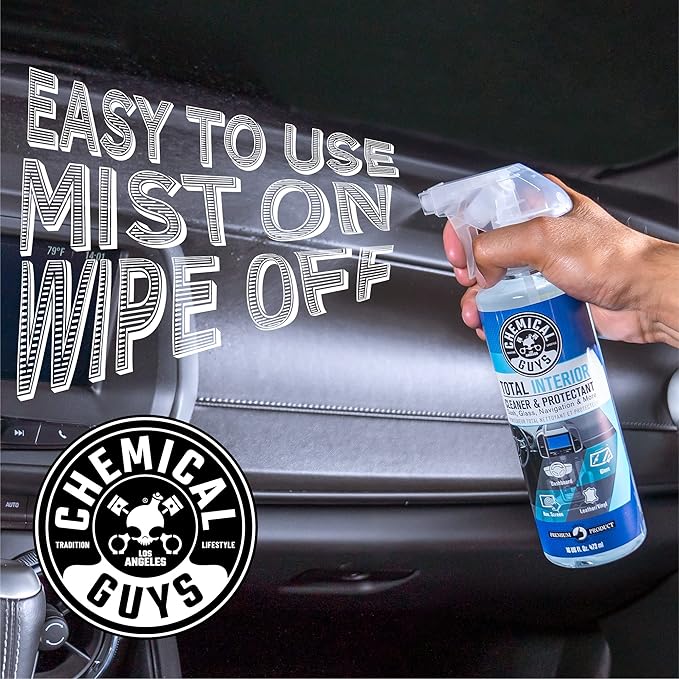 Chemical Guys Total Interior Cleaner & Protectant – Chemical Guys Interior Cleaner, Cleans & Protects Leather, Vinyl, Plastic, Rubber, Glass with a Streak-Free Finish — 16 Fl Oz (Pack of 2)