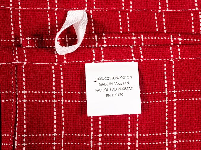 KAF Home Assorted Flat Kitchen Towels |100% Cotton - 18 x 28 inches | Ultra Absorbent Soft Dish Towels | Perfect for Cooking, Cleaning, and Drying Hands (Red, 18 x 28-10 Pack)
