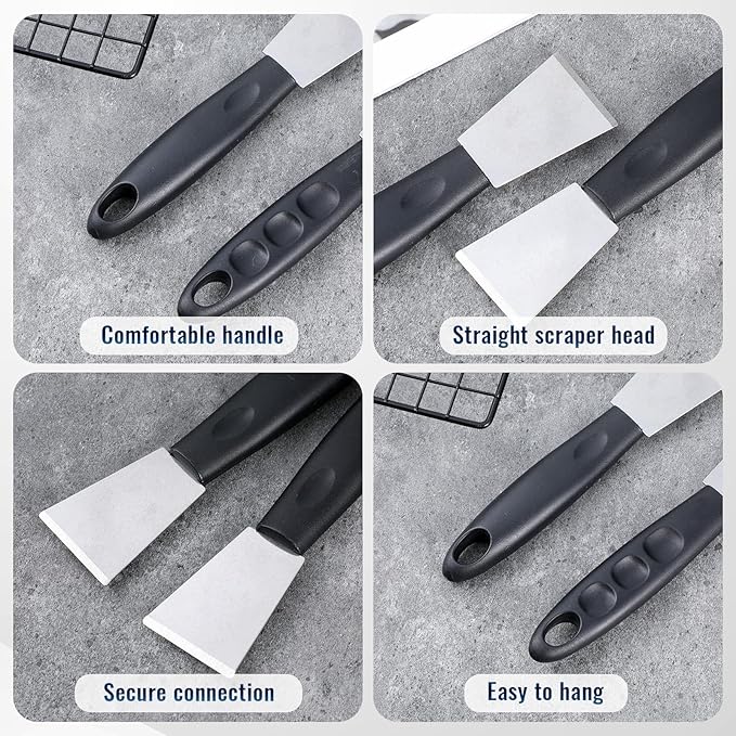 2 Pcs Stove Scraper Tool Stainless Steel Scraper Stove Top Scrapers Tool for Cleaning Small Scrapers Non Scratch Cooktop Applicable to Kitchen Window Glass Stoves Fridge Home Outdoor Cleaning