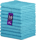 DecorRack 10 Pack 100% Cotton Wash Cloth, Soft 12 x 12 inch, Quick-Drying Towels, Vibrant Colors, Perfect for Gentle Cleaning, Turquoise (10 Pack)