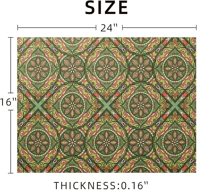 Dish Drying Mat Mexican Absorbent Coffee Mat Rubber Backed Moroccan Soft Silicone Kitchen Dish Draining Mat for Kitchen Bathroom Coffee Bar (Green, 16 x 24 Inches)