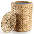 BLUEWEST 4.5 Gallons Wicker Trash Can with Lid, Handwoven Rattan Trash Can, Woven Decorative Wastebasket, Wicker Waste Basket with Removable Plastic Inner Bin for Bathroom, Bedroom, Office, or Kitchen
