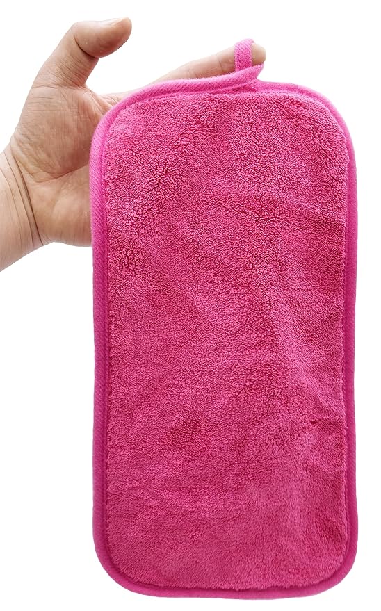 Makeup Remover Cloths for Face, Eye, Lips - Reusable Makeup Remover Pads Soft Microfiber Facial Cleansing Cloths 6 x 12 inch 6 Pack (Dark Pink)