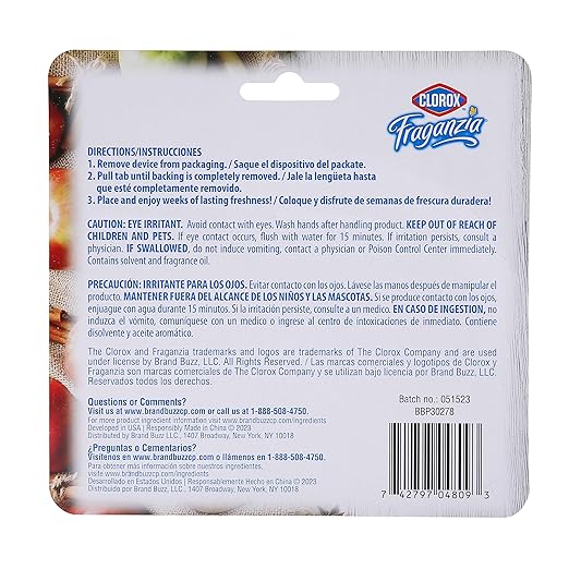 Clorox Fraganzia Small Rooms Air Freshener, Apple Cinnamon Scent - Peel & Place Air Freshener, No-Plug, Battery-Free for Closets, Laundry Room, Entry Way, Bathroom, Locker, 0.25 Fl Oz Each, 24 Count