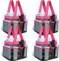Hillban 4 Pcs Mesh Shower Caddy Portable Large Quick Dry Shower Caddy Basket with Deeper 8 Pockets and 2 Handles Hanging Bag for College Dorm Room(Rose Red)