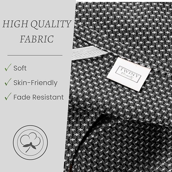 TWINY Threads Cotton Kitchen Towels, Set of 6, 18x28 Inches, Ultra Absorbent & Soft, Quick-Dry, Reusable Dish Cloths with Hanging Loop, Durable and Washable for Everyday Cleaning, Cooking, Black