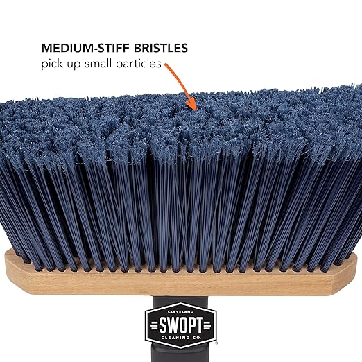 SWOPT Premium Multi-Surface Angle Broom Cleaning Head — Indoor and Outdoor Angled Broom Set — Interchangeable with All SWOPT Cleaning Products for More Efficient Cleaning and Storage