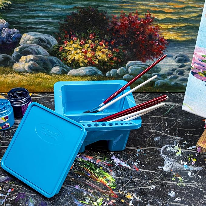 MyLifeUNIT Paint Brush Cleaner, Paint Brush Holder and Organizers for Acrylic, Watercolor, and Water-Based Paints (Blue)