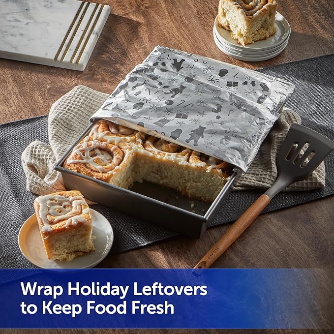 Reynolds Wrap Fun Foil, Embossed Aluminum Foil Roll, Features a Limited-Edition Holiday Pattern for Wrapping Food Gifts and Covering Holiday Dishes, 8.33 Yards X 12 Inches, 25 Sq. Ft.