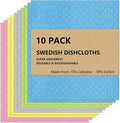 Swedish Dish Cloths 10 Pack - Ultra Absorbent Reusable Cellulose Sponge Cloths | Eco-Friendly Kitchen Towels for Dishes, Countertops & Cleaning | Fast-Drying, Biodegradable (Assorted Colors)