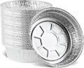 PLASTICPRO 9'' Inch Deep Round Tin Foil Pans Disposable Aluminum, Freezer & Oven Safe - For Baking, Cooking, Storage, Roasting, & Reheating, Pack of 50