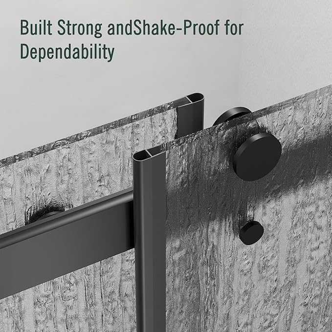 Bathtub Sliding Door 60" W x 56" H, Tub Shower Door, Frameless Bypass Double Sliding Door Tempered Rain Glass with Explosion-Proof Film Stainless Steel Black