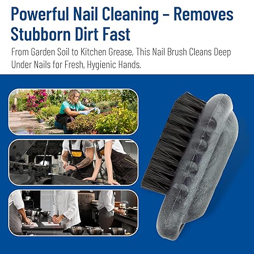 SPARTA 5 Inch Hand and Nail Brush with Stiff Polyester Bristles, Polypropylene Body, Color Coded Scrub Brush for Commercial Foodservice and Industrial Use, Black (Pack of 12)