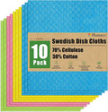 Homaxy Swedish Dishcloths for Kitchen, 10 Pack Reusable and Washable Cellulose Sponge Cloths Dish Towels, Absorbent and No Odor Paper Towels for Dishes ＆ Counters, Assorted