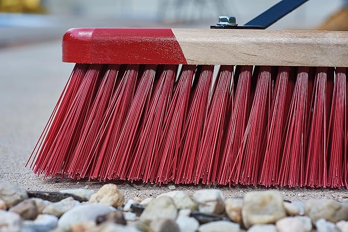 Harper 24 Inch Premium Indoor/Outdoor Wet/Dry, Dirt, Soil, Mulch All-Purpose Push Broom with Semi-Stiff Bristles, Grass and Oil, Wood Handle