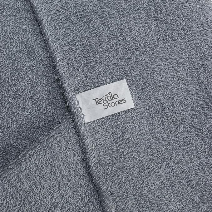Textila Terry Wash Cloths – Pack of 10, Cool Grey, 12x12 Inches – Soft, Absorbent & Multipurpose Cotton Washcloths for Face, Hand, Bath, Kitchen, Spa, Gym & Hotel Use
