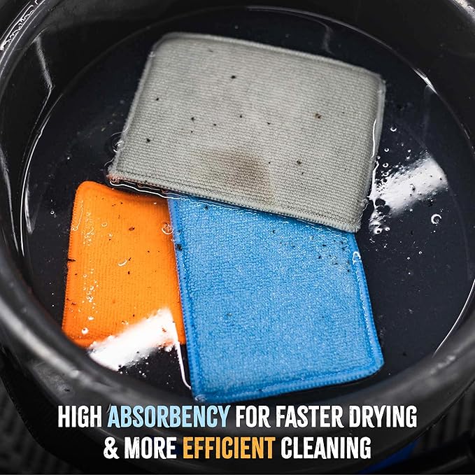 The Rag Company - Jersey Bug Scrubber Pads - Pearl Weave, Easily and Safely Trap Bug Splatter in Sponge, Safe on All Finishes, 4in x 6in, Ice Grey (5-Pack)