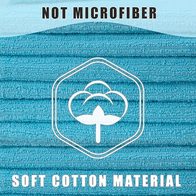 Textila Bar Mop Towels 12x12 Inch – Aqua Blue – Pack of 10 - Cotton Dish Cloths & Cleaning Towels for Kitchen, Bar, Restaurant, Household Use – Absorbent, Durable, Reusable