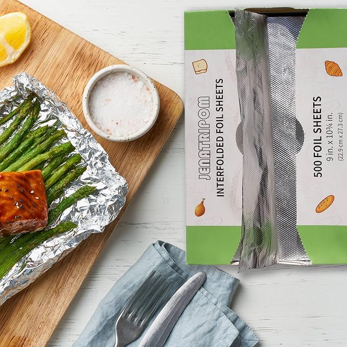 Aluminum Foil Sheets, 9 x 10.75 inch, 1000 Sheets, Pop-Up Dispenser, Premium Quality, High Temp Resistant, Easy Access, Versatile Wrapper