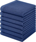 Homaxy 100% Cotton Waffle Weave Kitchen Dish Cloths, 7-Pack Ultra Soft Absorbent Dish Towels, Quick Drying Dish Rags, 12 x 12 Inches, Navy Blue