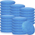 Tanlade 24 Pcs Car Detailing Microfiber Applicator Pad Wax Applicator Wash Microfiber Pads, 5 Inch Diameter (Blue)