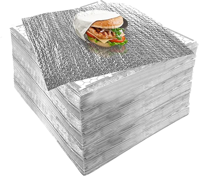 Insulation Sandwich Wrapping Paper Aluminum Foil Sheets - [200 Pack] - (14" x 16") - Aluminum Foil Sandwich Wrap Sheets For Sandwich Wraps, Burritos and BBQ