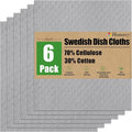 Homaxy Swedish Dishcloths for Kitchen, 6 Pack Reusable and Washable Cellulose Sponge Cloths Dish Towels, Absorbent and No Odor Paper Towels for Dishes ＆ Counters, Grey