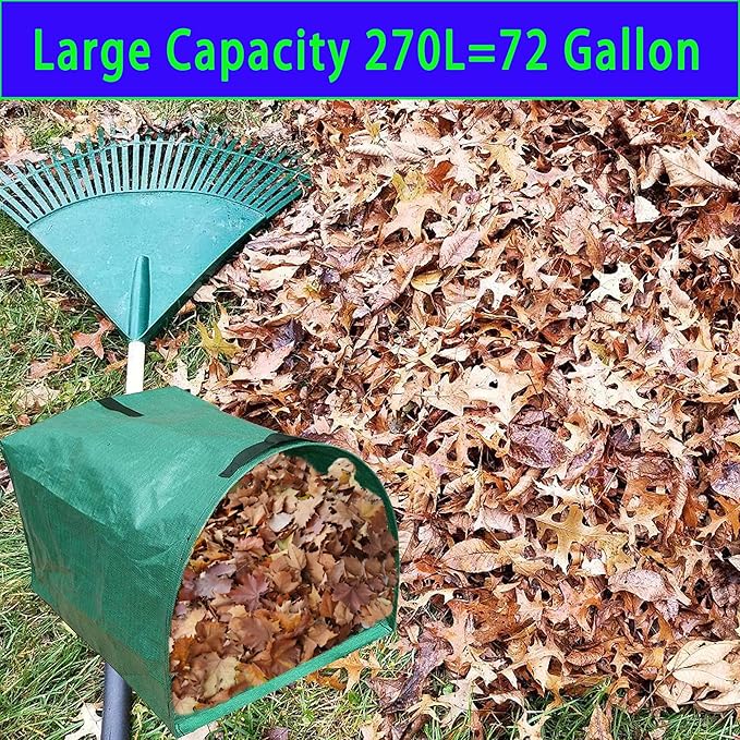 72-Gallon Large Yard Waste Bags, Large Yard Dustpan-Type Lawn and Leaf Bags, Reusable Garden Bags for Leaves, Debris, Grass, Clippings, Lawn Trash