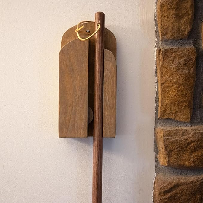 Lehman's Amish Handcrafted Broom Holder, Wall-Mount Wooden Storage Solution for Corn Brooms, Fireplace Brooms and More, Stained Finish