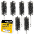 Quadruple Wire Twist Professional ID Copper Tube Pipe Cleaner for Fittings 6pcs, 3/4” Pipe Cleaning Brush Set, Stainless Steel Wire Bore Brushes for Power Drill, 1/4 Inch Hex Shank