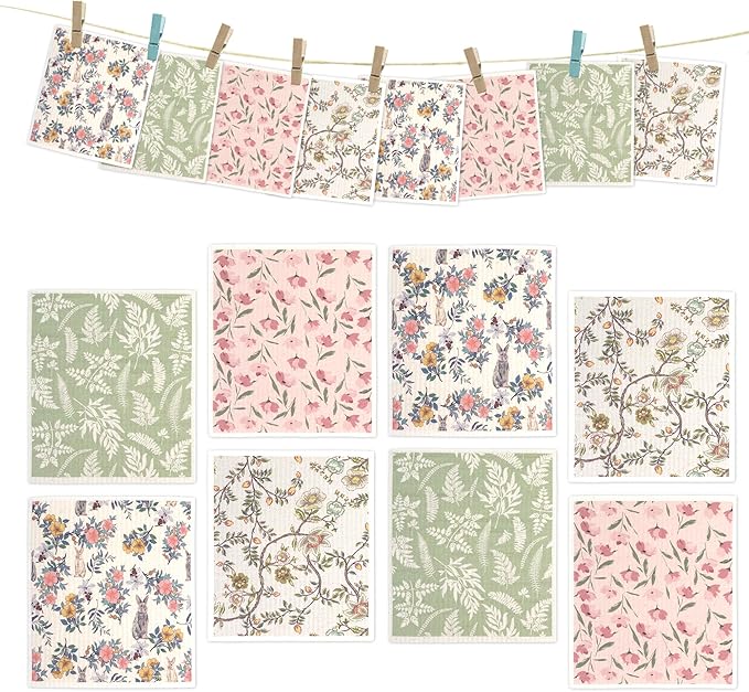 YoulerTex Swedish Dishcloths Dish Towels Set: 6 Packs Cellulose Sponge Cloths Reusable Cleaning Cloths for Kitchen Absorbent Reusable Paper Towels Dish Cloth Non-Scratch No Odor (8 Pcs Animal)