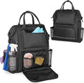 LoDrid Heavy Duty Cleaning Supplies Bag with Steel Frame Top, Large Cleaning Caddy with Adjustable Shoulder Straps and Multiple Pockets for Housekeeping Work, Black, Bag Only, Patent Designed