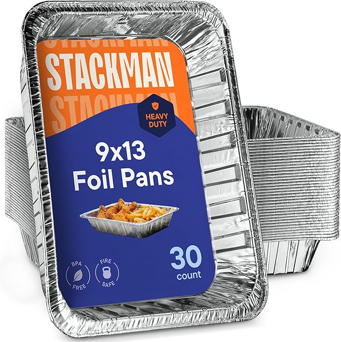 Aluminum Pans 9x13 Disposable Aluminum Foil Pans [30-Pack] Large Baking Pan Trays - Heavy Duty Tin Tray Half Size Chafing Dishes. Food Containers for Roasting, Cooking, Heating or Steam Table