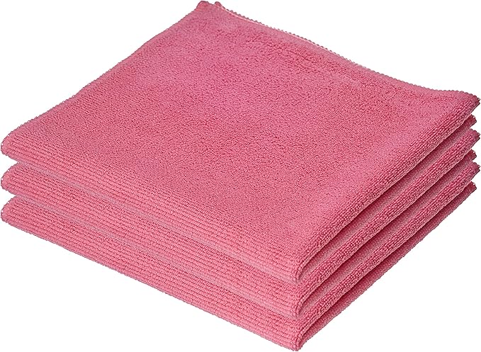Superio Microfiber Cleaning Cloth for Cars, Kitchen Cleaning Rags for Housekeeping, 16" Micro Fiber Towels for House, Bathroom Absorbent All-Purpose Streak-Free lint-Free Wash Cloths (3 Pink)