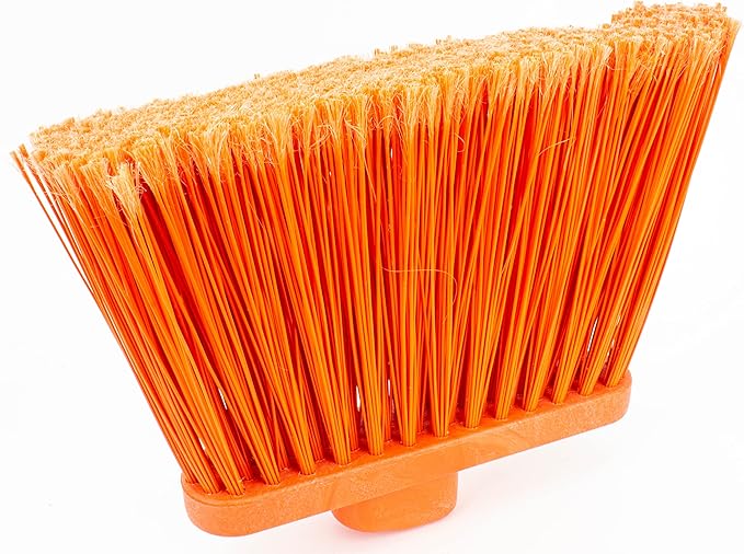 SPARTA 41082EC24 Plastic Color Coded Broom, Flagged Bristles, Long Broom With Angled Head For Large Debris, 56 Inches, Orange, (Pack of 12)